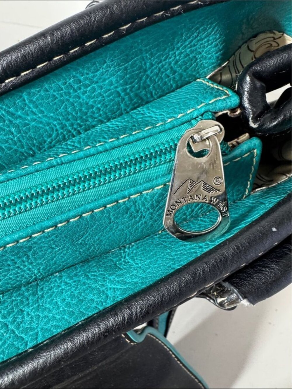 Montana West Western Handbag & Wallet Set Turquoise Black Studded Boho Rustic - Picture 15 of 16